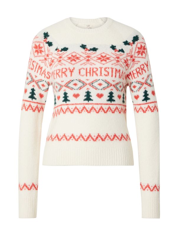 River Island River Island Pulover 'CHRISTMAS FAIRISLE'  kremna / jelka / živo rdeča