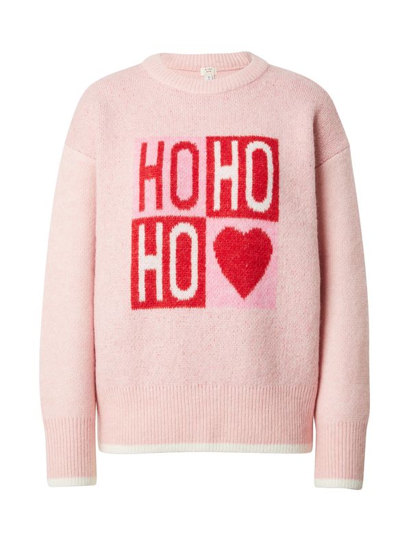 River Island River Island Pulover 'HO HO HO'  roza / rdeča / bela