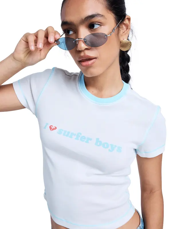 ROXY ROXY Majica 'Sea You Later '  pastelno modra / bela