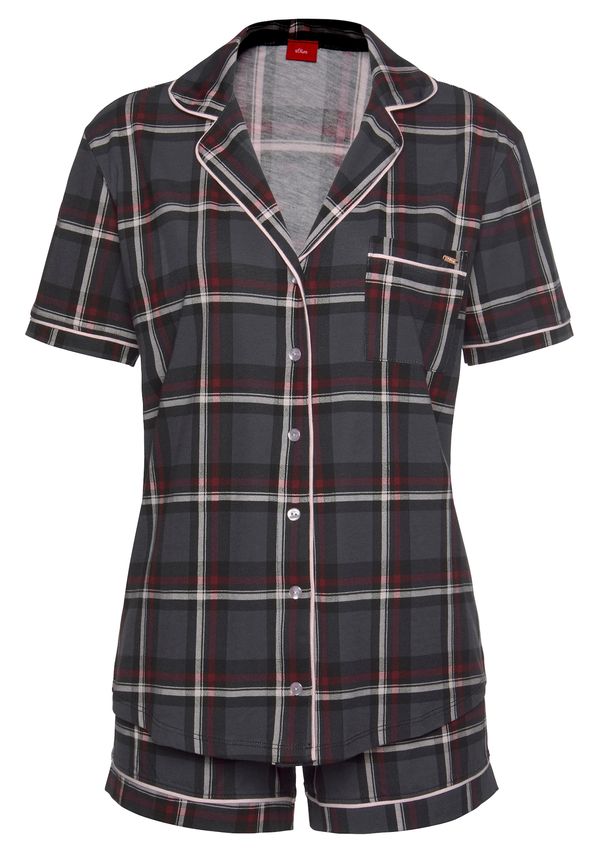 s.Oliver s.Oliver Kratke hlače za spanje  temno siva / karminsko rdeča / črna / naravno bela