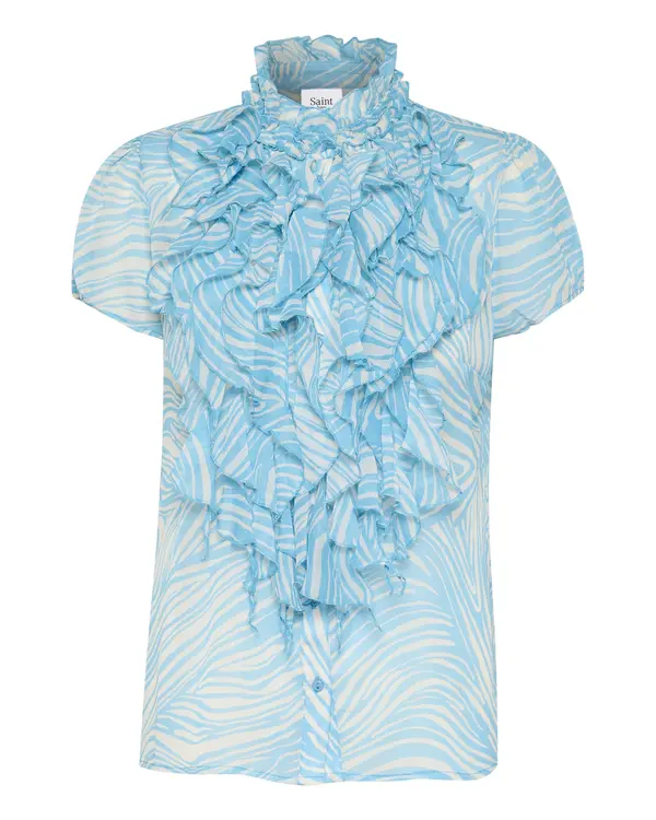 SAINT TROPEZ SAINT TROPEZ Majica 'Lilja'  voda / bela