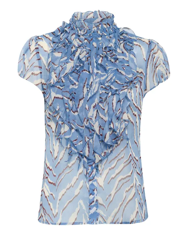 SAINT TROPEZ SAINT TROPEZ Majica 'LiljaSZ'  svetlo modra / vinsko rdeča / bela