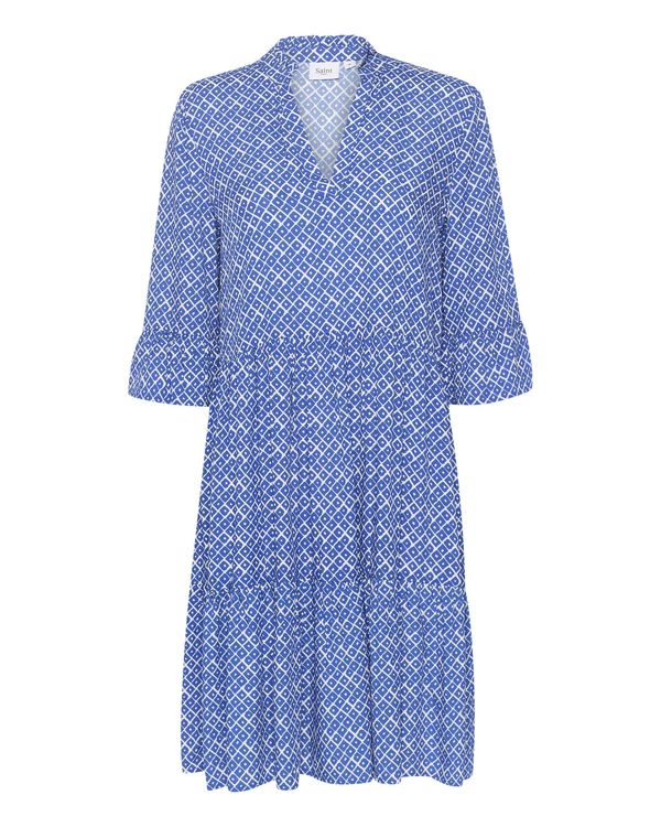 SAINT TROPEZ SAINT TROPEZ Poletna obleka 'Eda'  kobalt modra / bela