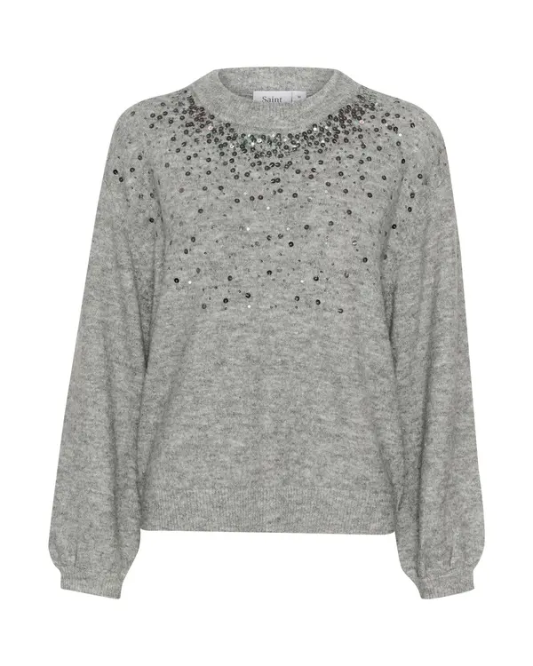 SAINT TROPEZ SAINT TROPEZ Pulover 'SZ Barbel'  pegasto siva