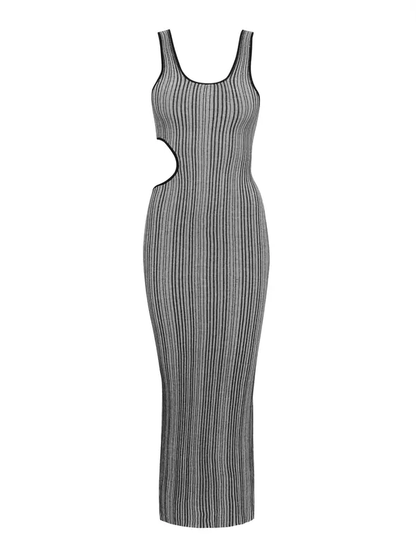 Sável Sável Obleka 'MIELLE MIDI DRESS'  siva / črna