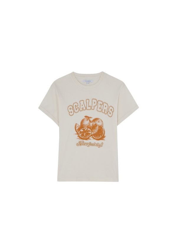Scalpers Scalpers Majica  bež / oranžna / naravno bela