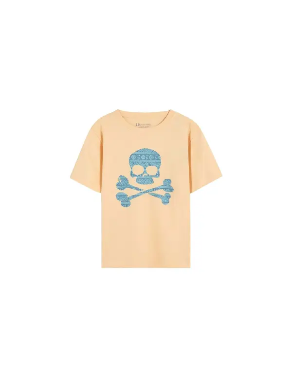 Scalpers Scalpers Majica 'Ikat Skull'  azur / breskev