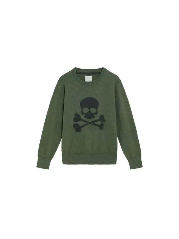 Scalpers Scalpers Pulover 'Skull Intarsia'  antracit / kaki
