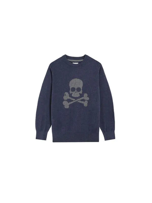 Scalpers Scalpers Pulover 'Skull Intarsia'  marine / siva