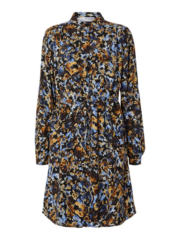 SELECTED FEMME SELECTED FEMME Dolga srajca 'IRENE'  svetlo modra / rjava / konjak / črna