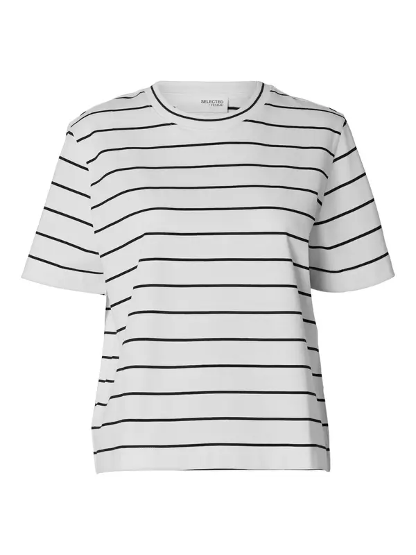 SELECTED SELECTED Majica 'ESSENTIAL'  črna / bela