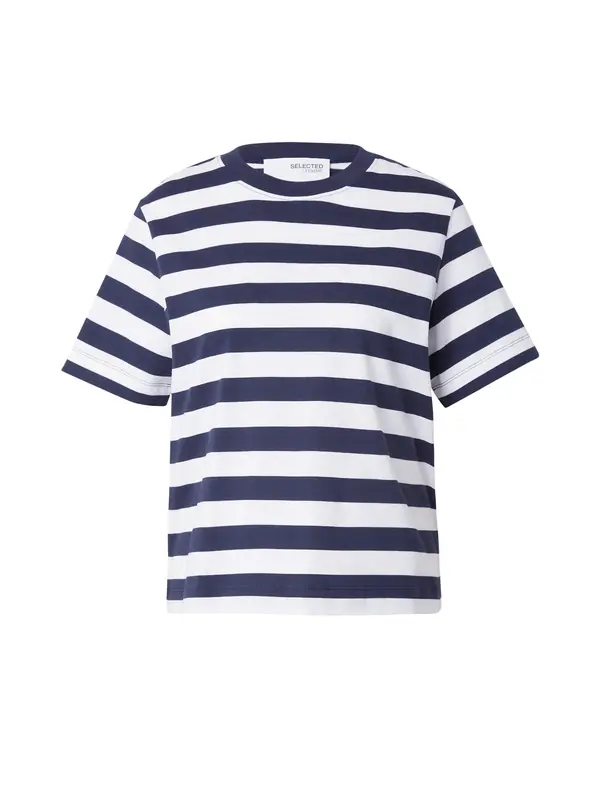 SELECTED SELECTED Majica 'ESSENTIAL'  marine / bela