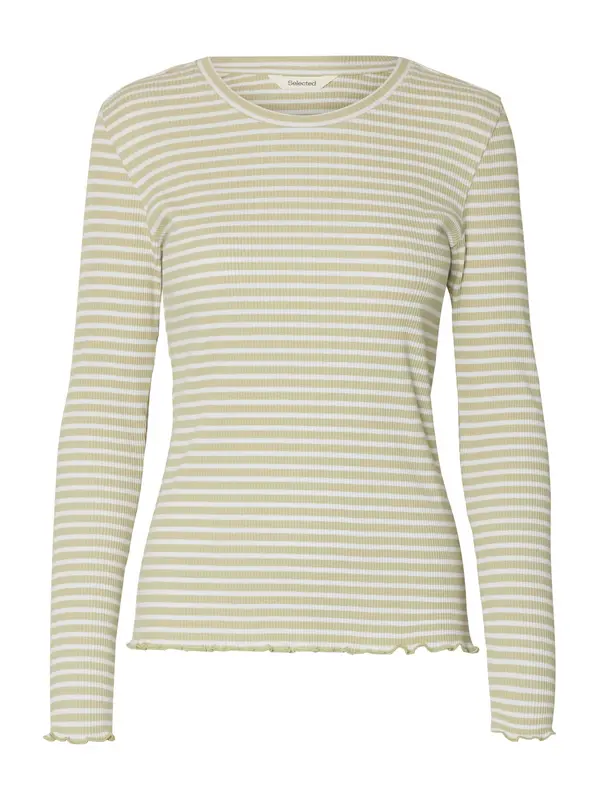 SELECTED SELECTED Majica 'SLFELLEN'  pastelno zelena / bela