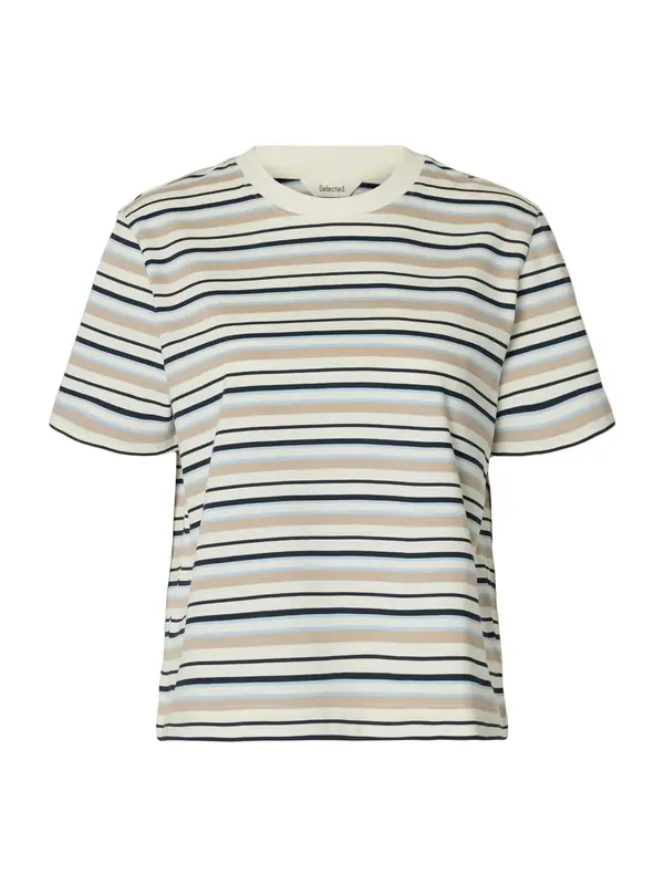 SELECTED SELECTED Majica 'SLFESSENTIAL'  kremna / kit / svetlo modra / temno modra