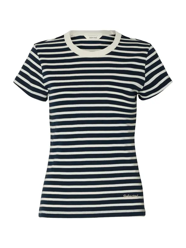 SELECTED SELECTED Majica 'SLFMILLY'  marine / bela
