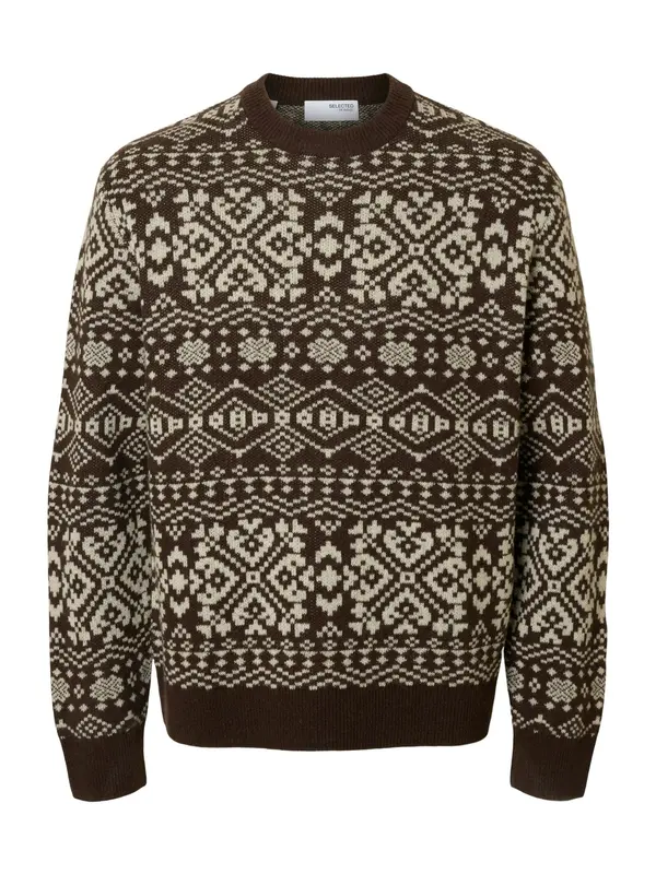 SELECTED SELECTED Pulover 'SLHHolger'  temno rjava / naravno bela