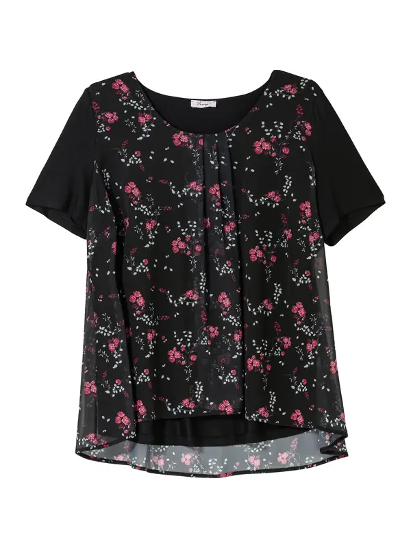 SHEEGO SHEEGO Bluza  bež / magenta / temno roza / črna