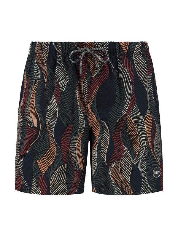 Shiwi Shiwi Kratke kopalne hlače 'wild leaves 4-way stretch'  encijan / mandarina / rubin rdeča / črna