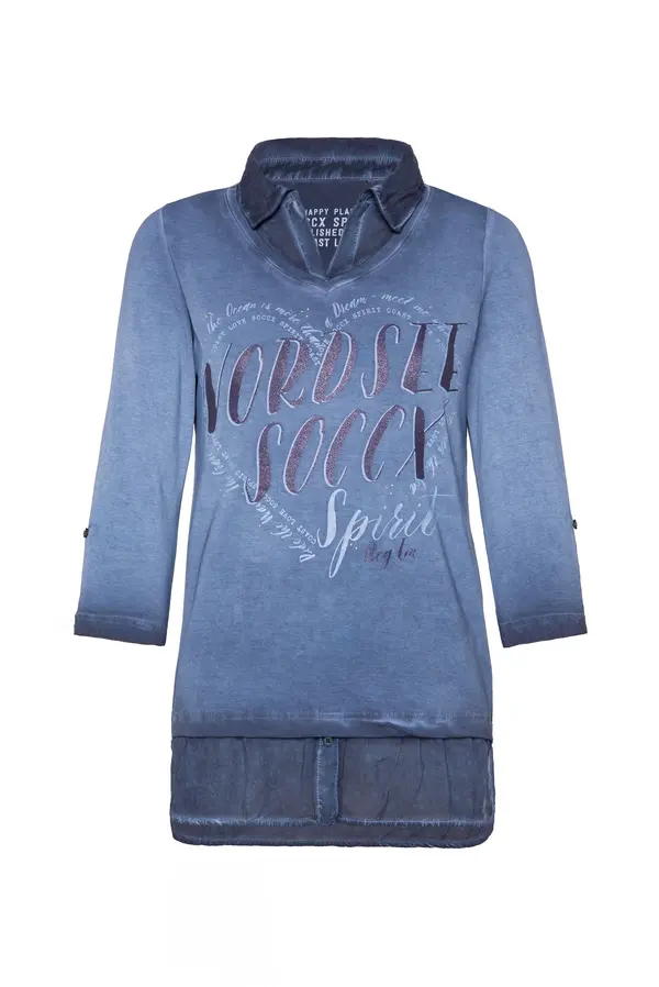 Soccx Soccx Majica 'Meerliebe II'  moder denim / progasto modra / robida / srebrna