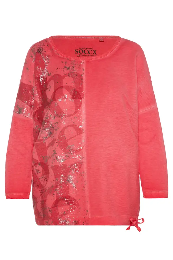 Soccx Soccx Majica 'Memory Lane'  rdeča / srebrna