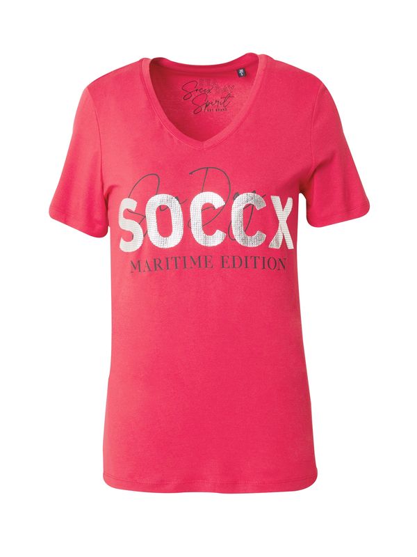 Soccx Soccx Majica  srebrno-siva / rubin rdeča / črna