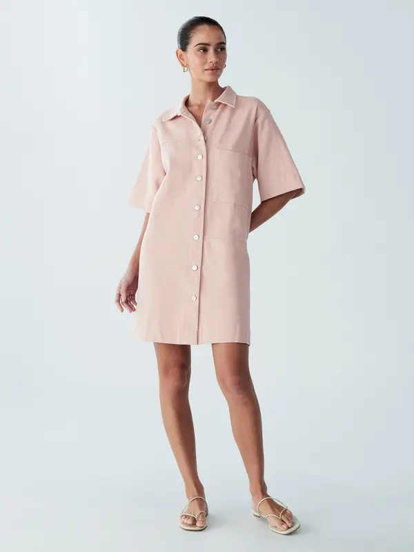 St MRLO St MRLO Dolga srajca 'LEE DENIM SHIRT DRESS'  roza