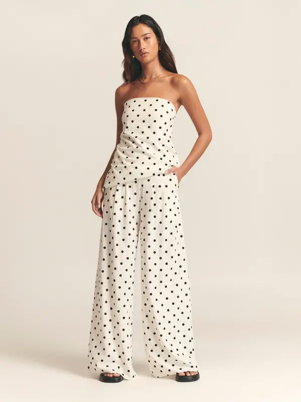 St MRLO St MRLO Hlače 'SEB WIDE LEG PANTS'  črna / bela