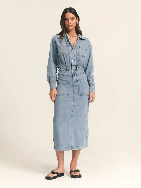 St MRLO St MRLO Obleka 'HAMISH MIDI DRESS'  modra