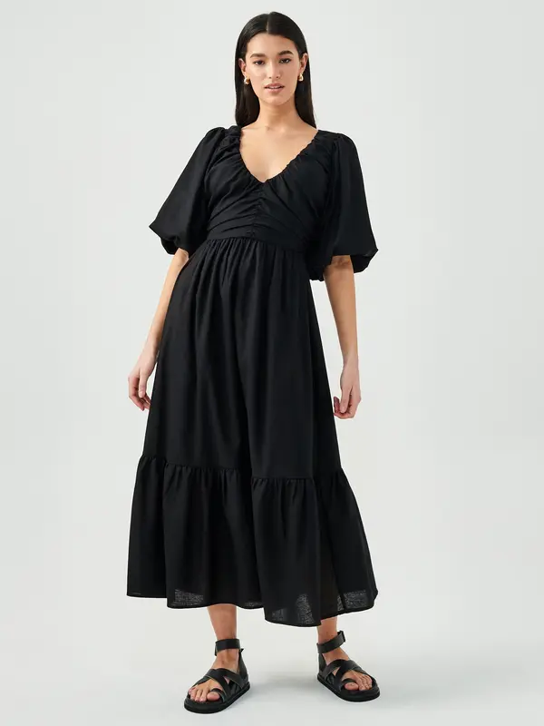 St MRLO St MRLO Obleka 'LUCA TIERED DRESS'  črna