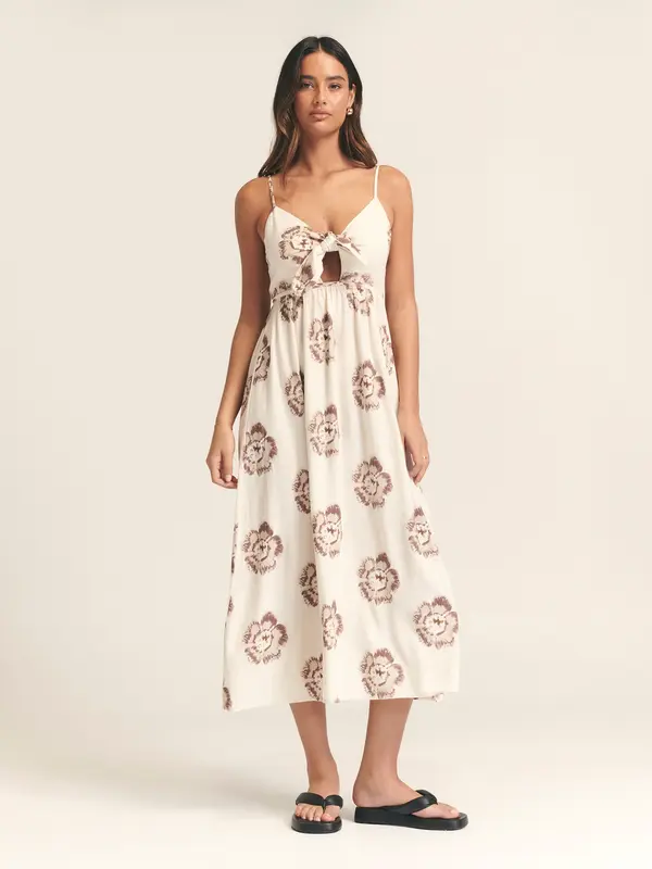 St MRLO St MRLO Obleka 'MRLO MIDI DRESS'  bež / rjava