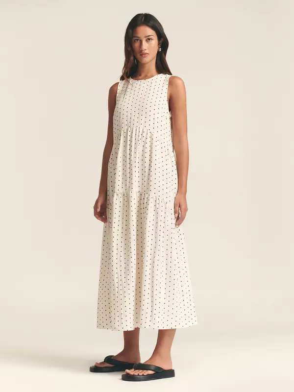 St MRLO St MRLO Obleka 'REMI TIERED DRESS'  kremna / črna
