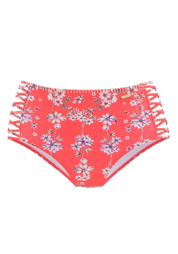 SUNSEEKER SUNSEEKER Bikini hlačke 'Ditsy'  petrol / orhideja / korala / bela