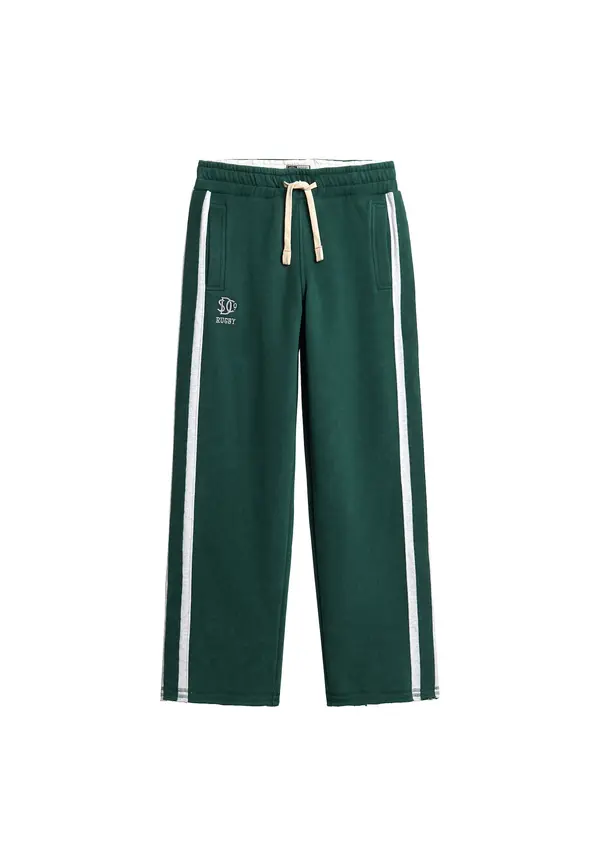 Superdry & Co Superdry & Co Hlače 'Athletic Fives'  smaragd / bela