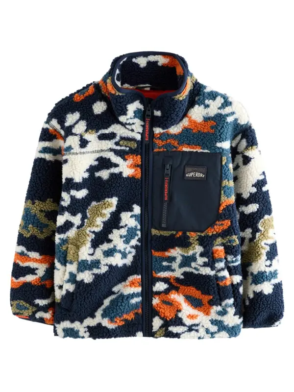 Superdry & Co Superdry & Co Jopa iz flisa  mornarska / svetlo zelena / oranžna / bela