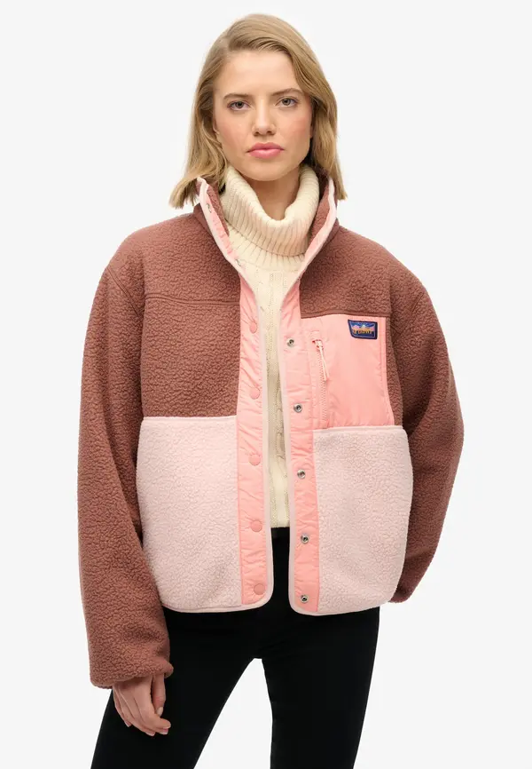 Superdry & Co Superdry & Co Jopa iz flisa  rjava / roza / pastelno roza