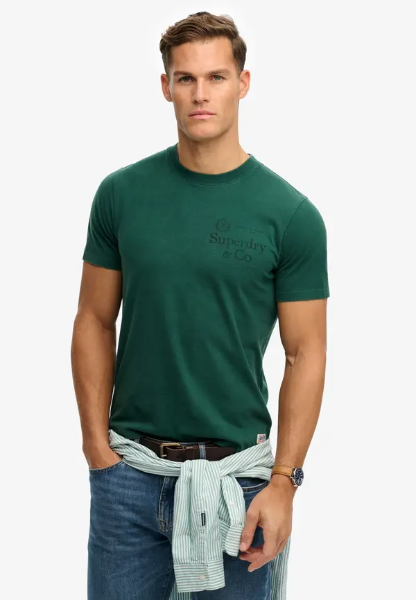 Superdry & Co Superdry & Co Majica '1954 Company'  smaragd / črna