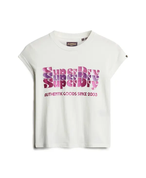 Superdry & Co Superdry & Co Majica  ecru / zlata / orhideja / črna