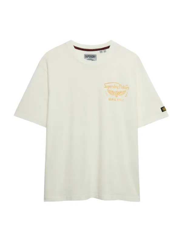 Superdry & Co Superdry & Co Majica 'HERITAGE BIKER'  oranžna / naravno bela
