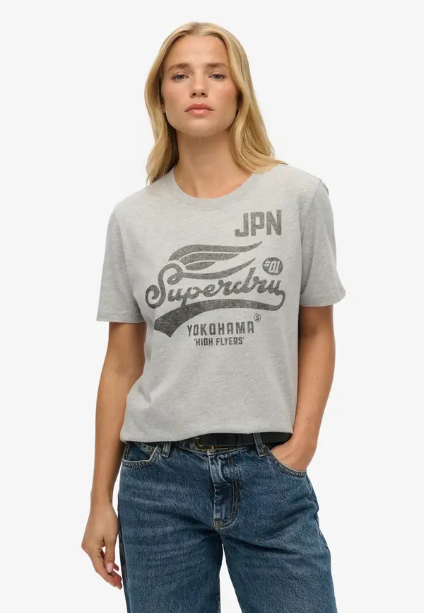 Superdry & Co Superdry & Co Majica 'High Flyers'  pegasto siva / črna