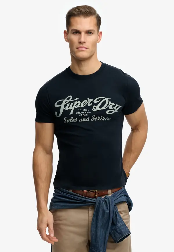 Superdry & Co Superdry & Co Majica 'Industry Worker'  marine / svetlo siva