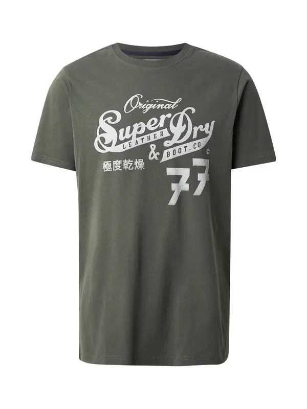 Superdry & Co Superdry & Co Majica 'Leather & Boot'  svetlo siva / oliva