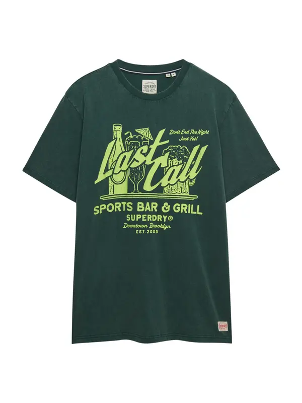 Superdry & Co Superdry & Co Majica 'LOCAL BUSINESS'  neonsko zelena / temno zelena