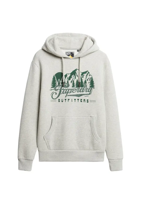 Superdry & Co Superdry & Co Majica 'Outfitters'  pegasto siva / temno zelena