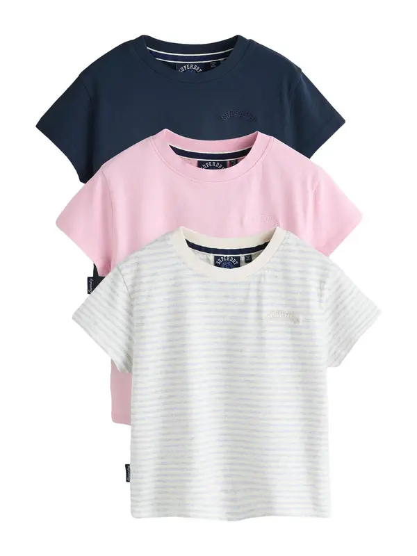 Superdry & Co Superdry & Co Majica  svetlo bež / marine / večbarvno lila / roza