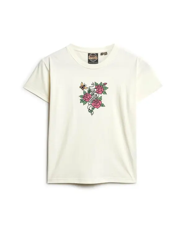 Superdry & Co Superdry & Co Majica 'TATTOO'  kremna / zelena / roza / črna