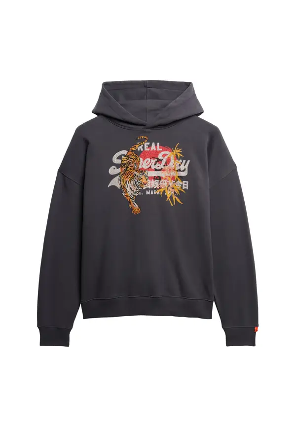Superdry & Co Superdry & Co Majica 'Tokyo'  temno siva / oranžna / temno oranžna / bela