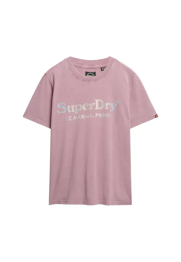 Superdry & Co Superdry & Co Majica 'Venue'  bež / mauve / srebrna