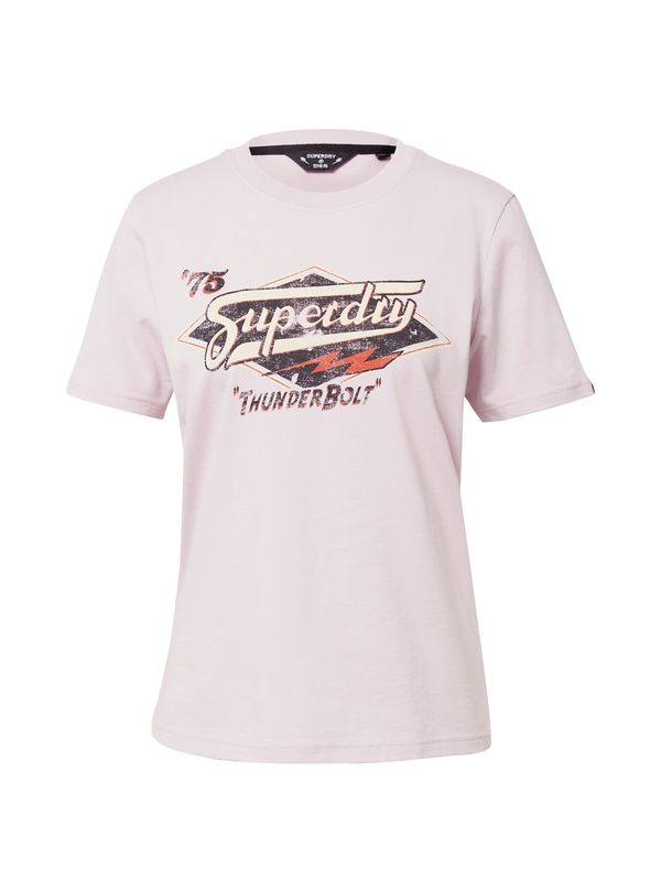 Superdry Superdry Majica  bež / pastelno lila / rdeča / črna