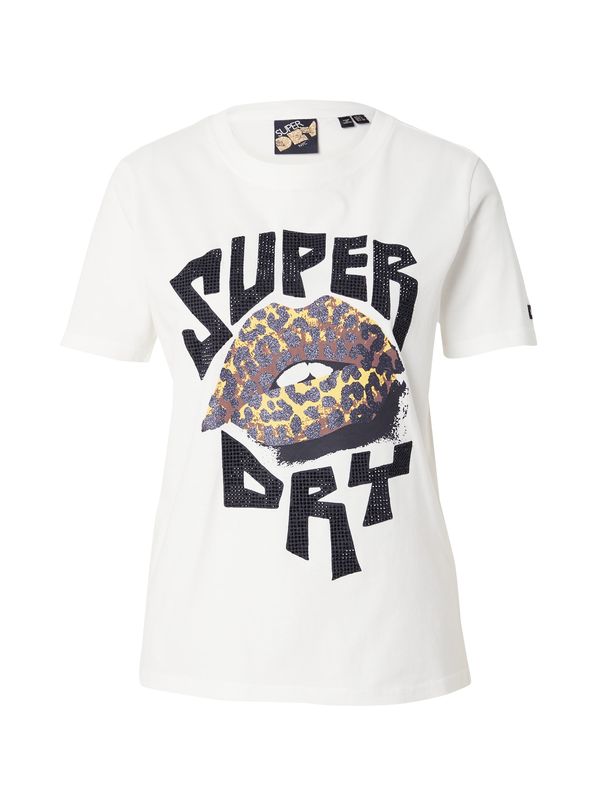 Superdry Superdry Majica 'Lo-Fi Punk'  čokolada / rumena / črna / bela