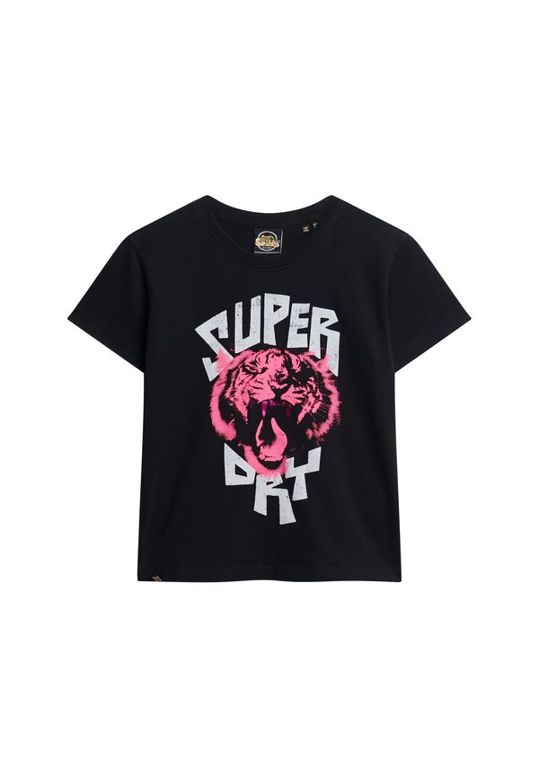 Superdry Superdry Majica 'Lo-fi Rock'  roza / črna / bela